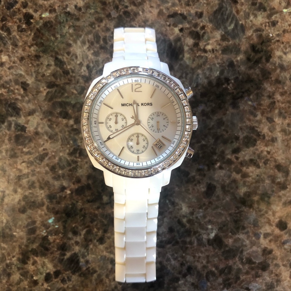 Women’s white Michael kors watch